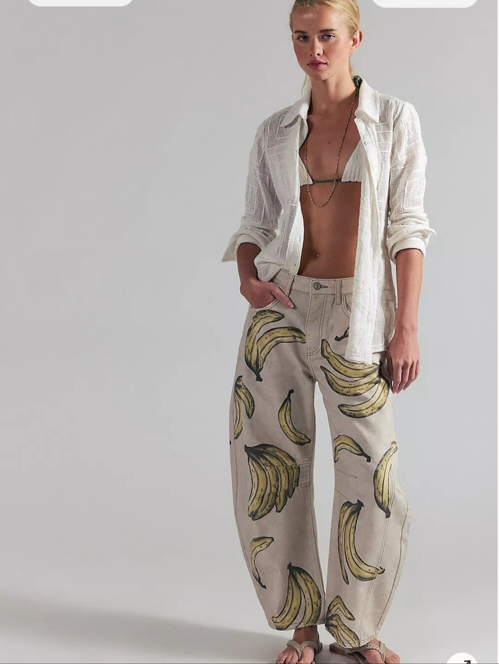 NWT We The Free Printed Good Luck Barrel Jeans in Go Bananas - Picture 2 of 15